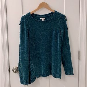 LC Lauren Conrad Teal Chenille Sweater